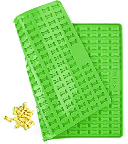 Collory Miniben (2 cm) silikonbakmatta, bakform för mini gör-det-själv hundkakor och godis, benbakform, pralinform, chokladform, non-stick och livsmedelssäker (BPA-fri)(grön)