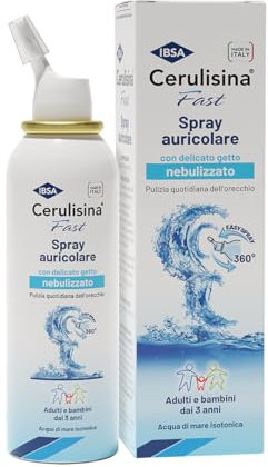 IBSA Cerulisina Fast | Spray Auricolare Con Getto Nebulizzato. Acqua Di Mare Isotonica Per La Pulizia Dell'orecchio Di Adulti e Bambini