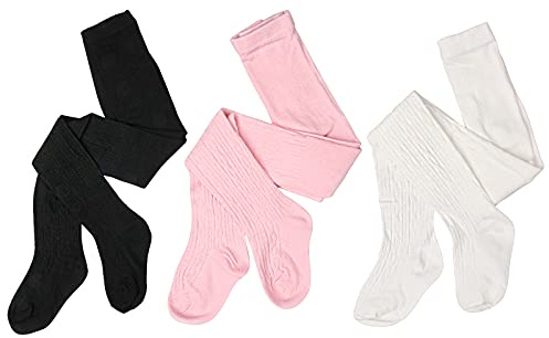 Dsaren 3 Paia Calzamaglia Bambina Cotone Caldo Bambino Collant Calze Maglia Neonata Pantyhose Termici Leggings Ragazze Inverno (M (2-3 anni))