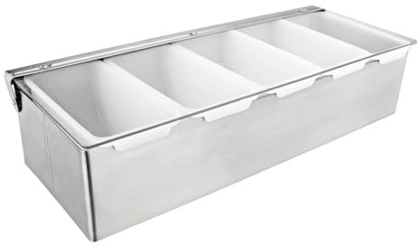 Contenitore per condimenti, in metallo, a 5 scomparti, vassoio per frutta, per organizzazione e conservazione degli alimenti, per bar, ristorante, materiale accessorio