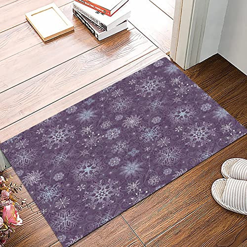 Badematte 50x80cm, Rutschfeste Badteppich, Aubergine, Weihnachten inspiriert süße Blumen Schneeflocken und wirbelt in ein,Mikrofaser Badvorleger mit, Wasserabsorbierende Weiche teppiche für Badezimmer