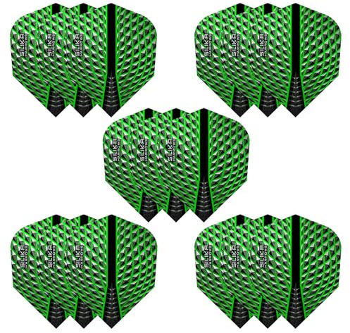 Harrows Silika Dartflüge Nr. 6 Dart-Flights | 5 x Sets Dart-Flights (insgesamt 15 Flights) I 100 Mikron Dart Flights I Premium Extra Stark Made in UK I Professionelles Dartzubehör I Grüne Dart-Flights