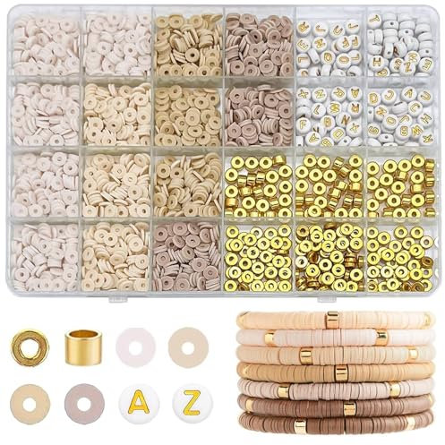 2064 Stück Heishi Perlen Set für Armbänder - Pastell Freundschaftsarmbänder, Ketten Selber Machen - 6mm Polymer Clay Perlen für DIY Schmuckherstellung Kit