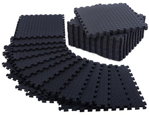 24 Pack, 96 SQFT - 24 x 24 - 1/2 Extra Thick Floor Exercise Mat for Home Gym or Floor Padding - High-Density EVA Interlocking Foam Floor Tiles for Gym Equipment, Play Area | Yoga, Cardio, Weights