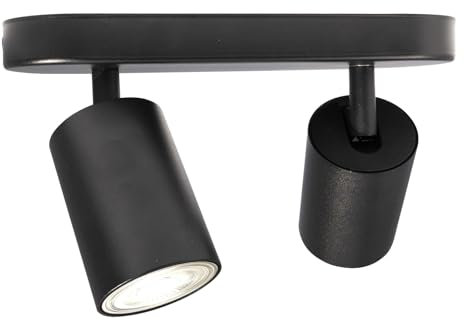 yeerockal Faretto da soffitto orientabile Nero Attacco GU10 Senza limone Lampadina Non Inclusa Moderna Faretti da Parete Interno (2 Luci)