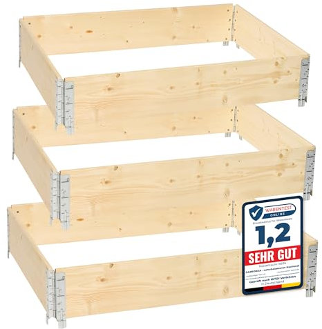 Garronda Potager surélevé en Bois Naturel 120x80x20 cm pour Jardin – Jardinière rectangulaire 3 piècespour Plantes, Fleurs, légumes et Herbes - Bac Potager en Bois GD-0075, Naturel