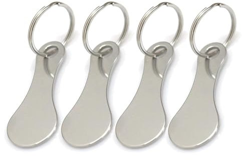 Dolaso Lot de 4 clés de déverrouillage de chariot, jeton de caddie universel en acier inoxydable pour caddie de courses, Argenté., taille unique