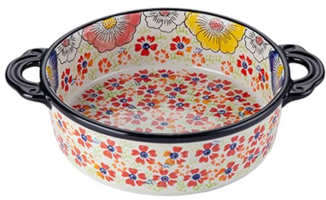 SSWH Fuente para hornear de cerámica, Fuente para lasaña para horno, Moldes para lasaña Fuente para hornear con asas para horno, Moldes para lasaña de porcelana, Cazuela cerámica re(Size:1PCS,Color:B)