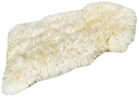 APREGGIO - Tapis en Peau de Mouton véritable Blanc - Jeté en Peau de Mouton Naturelle - Tapis de Salon Doux - 100 x 100 cm