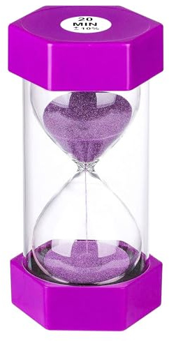 Sandtimer 20 minuters timglastimer, gigantisk lila sandklocka 20 minuter, plast 20 min glas färgglad sandglastimer för barn, spel, klassrum, kök, dekor