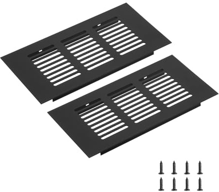 sourcing map Rectangle Ventilation Grille 150x80mm/6x3 Black | Aluminum Alloy Mesh,Air Vent Cover,Louvered Ventilation Cover,with Mounting Screws for Cabinet Shoe Closet