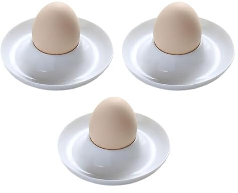 LONZIKP 3 Coquetiers, ronds, empilables, ø 9.5 cm, Plastique de haute qualité (Blanc)