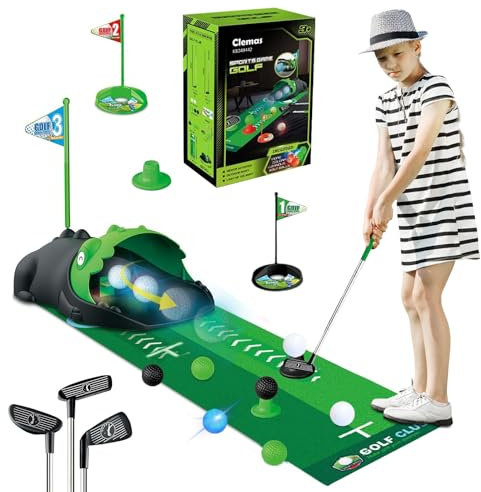 MeYuxg Minigolf für Zuhause, 18PCS Indoor Golf Set für Kinder, Enthält 3 Golfschläger und 8 Bälle, Putting Matte Spiele, Sportgeräte Kinder