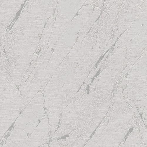 Stenkakel tapet Profhome 393361-GU non-woven tapet strukturerad i marmorutseende och metallaccenter grå silver 5,33 m2