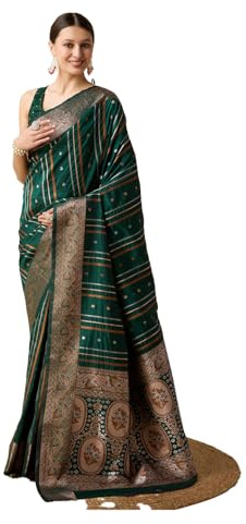 Vedant Vastram Women's Soft Litchi Silk Banarasi Silk Saree (Str-Apexa-Green)