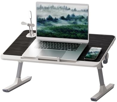 Laptop Bed Tray Table, Height & Angle Adjustable Lap Desk with Foldable Legs, Portable Sofa/Bed Laptop Stand and Tablet Table for Couch
