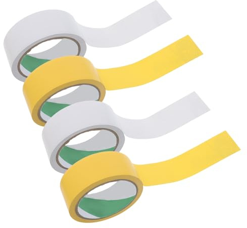 ROMISBABA Nastro per Marcatura Campo Sportivo 4 Pezzi 4 CM Giallo e Bianco Nastro Adesivo per Pavimenti Palestra Resistenza Esterna Marcatori per Calcio Pallavolo Badminton e Pickleball