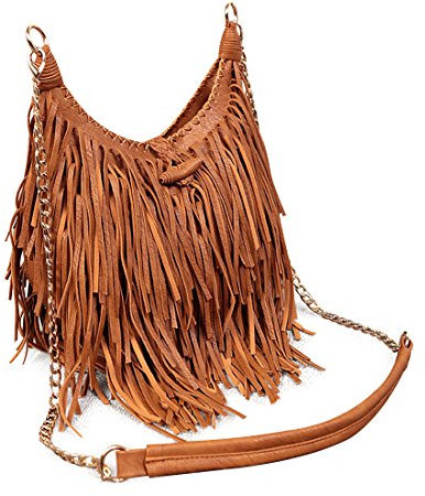 LUI SUI Damen handgefertigte Leder Franse Quaste Crossbody Hobo Schultertasche Umhängetaschen