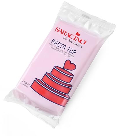 Saracino Pasta de azúcar superior para cubrir fondant Made in Italy 1000 g - Color Rojo