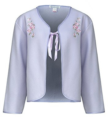 Slenderella Veste de lit en polaire pour femme avec ruban brodé Motif floral Lilas 44/46