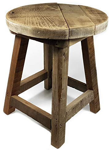 Spetebo Taburete de madera rústica – 32 x 26 cm – Taburete decorativo de madera maciza