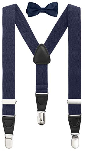 BomGuard Set bretelle e papillon per bambini – Blu scuro PU