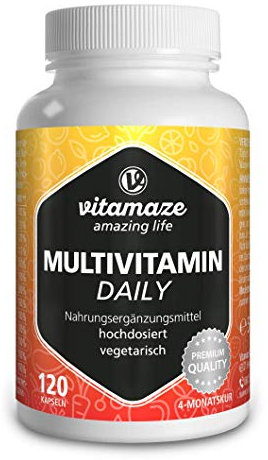 Multivitamines Gélules à Fort Dosage pour Hommes et Femmes, 13 Vitamines Naturelles A, B, C, D, E, K, 120 Capsules Vegan pour 4 Mois, sans Additifs Inutiles, sans Iode…