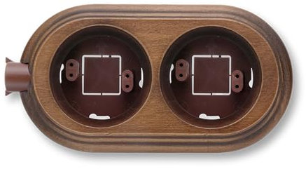 Peana de madera para mecanismos eléctricos vintage Garby y Dimbler para pared - Base para enchufes e interruptores de pared - Madera de haya envejecida - Peana con paso de cable Fontini