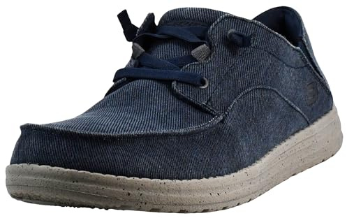 Skechers Mens Melson volgo Canvas Slip on, Navy/Grey, 11 M US