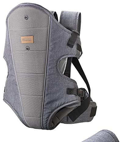 Nuby Newborn Baby Carrier – Ergonomic Design | Easy Adjustable | Lightweight | Suitable from Birth (Dark Grey)
