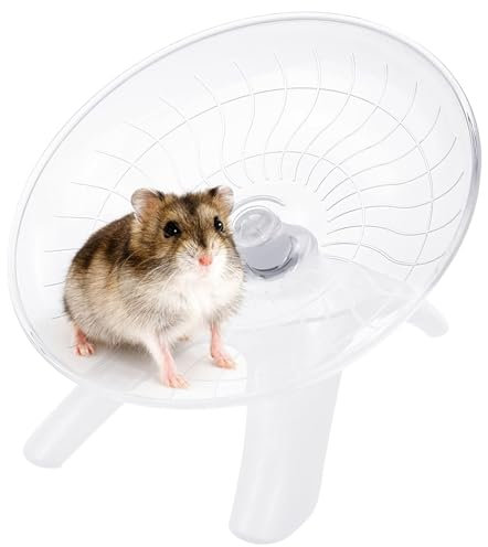 FORYNXHWIN Laufrad 18cm Geräuschlos aus Kunststoff für Hamster, Rennmäuse und Kleine Haustiere - Fliegende Untertasse in Weiß