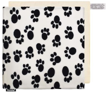 Wheat Bag Pet Heating Pad (34cm) - (Fleece Fabric - Paws Print with Removable Cover)