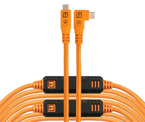 Tether Tools TetherPro Optima 10G USB exklusiv dataöverföring, 9,4 m (31 tum) rak till höger vinkelkabel – orange