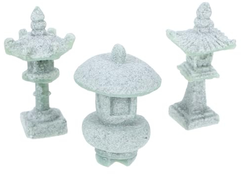 UPKOCH 3pièces Lanternes Japonaises Décoratives Pierre Pagodes Asiatiques Miniatures Ornements pour Jardin Zen Cour ou Micro-Paysage Extérieur