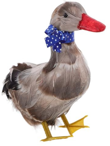 ibasenice Anatra Simulata Statua di Anatra Decorazioni da Giardino Realistica E Carina Scultura di Peluche Animali Seduti Realistica Peluche Rosa Anatra Pelosa Ornamento