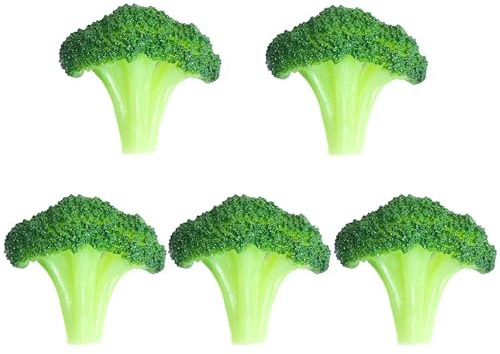 ZAHD 5 PCS Brocoli Réaliste Légumes Fausse Tranche De Brocoli PVC Vert Brocoli De Simulation De Légumes Faux Légumes Modèle Alimentaire De Simulation Tranches De Brocoli Artificiel (Vert)
