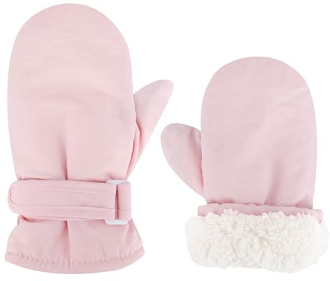 Gants De Ski Pour Enfants, Moufles De Ski Fille Garçon Chaud Étanches, Mitaines Thermiques À Poignet Ajustable Pour Filles Et Garçons, Convient pour les activités en plein air, 4 À 8 Ans 1 Paire Rose