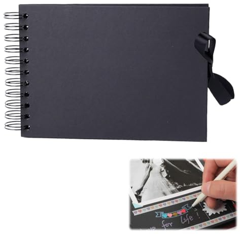 HABNI Álbumes De Recortes Espiral, 1 Unidad 21.5 * 15 Cm, Páginas Negras, 2 Piezas De Esquinas Para Fotos, Para Boda Aniversario Cumpleaños Navidad