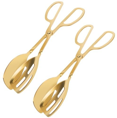 Harupink 2 stycken kökstång rostfritt stål, ergonomisk guldbakningstång, bufftång på 25,3 cm längd, även som salläng, stektång, serveringstång, tårttång, pastaång, korvtång, diskmaskinssäker