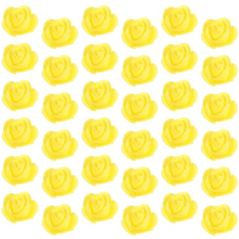 FRCOLOR 500 Teste di Rose Artificiali in Schiuma 3,5 Cm Gialle, Piccole Teste di Fiori Finti per Decorazioni Nuziali, Centrotavola Shower e Accessori Fai da Te per Feste e