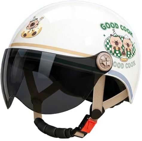 Bonito Casco De Moto Infantil con Visera, Homologado Según La Norma ECE 22.06, para Ciclomotor De 3 A 12 Años, Jet. B,48-54cm