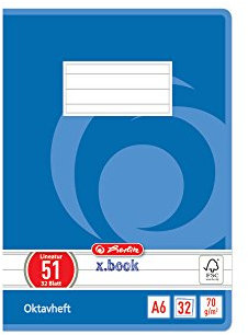 10 Oktavhefte / A6 / 32 Blatt / liniert / Lineatur 51