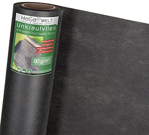HaGa® Toile non-tissée anti-mauvaises herbes pour parterre de paillage 80 g/m² 2 m x 1 m