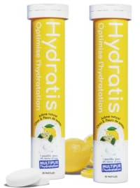 HYDRATIS - Pastilles Hydratation Electrolytes - Citron/Sureau - Améliore l'Hydratation et Favorise l'Énergie - Formule Isotonique - Sport, Récupération - 2 tubes (40 Pastilles)