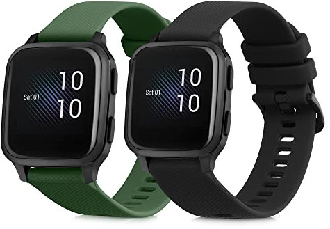 kwmobile 2X Sportarmband kompatibel mit Garmin Venu Sq Music/Sq Armband - Fitnesstracker Band Set aus TPU Silikon