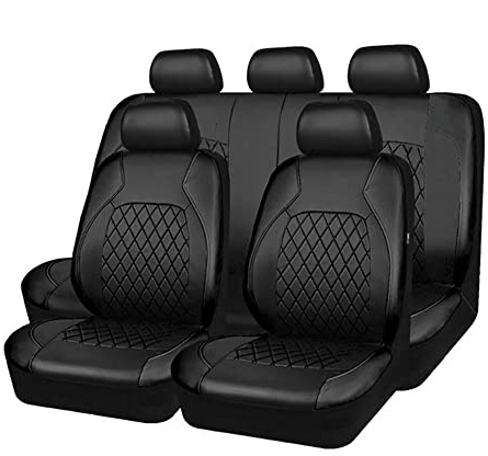 Mulcort 9 Pezzi Coprisedile per Auto Copertura per Sedile Universale in Pelle PU Set Completo di Accessori Interni Auto per Auto Veicolo All Mountain