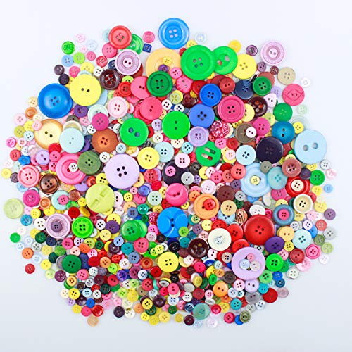 Cozlly 1000 Stück Bunte Knöpfe zum Basteln, Kunststoff Bastelknöpfe, Kinderknöpfe, Hemdknöpfe, 2 und 4 Löcher Knöpfe, Rund Harz Knöpfe für Nähen, DIY Basteln, Painting, Deko, Scrapbooking