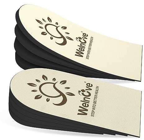 Sollevatore di tallone ortopedico Welnove per scarpe - 1 paio, rialzi regolabili a 4 strati per dismetria degli arti inferiori, dolore al tallone e fascite plantare, taglia piccola, Beige