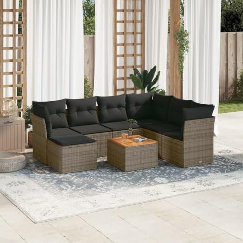 SECOLI Conjunto de muebles de jardín de ratán con espacio de almacenamiento, XXL, muebles de terraza, sofá de salón, grupo de asientos de ratán, muebles de esquina, juego de muebles de balcón, color