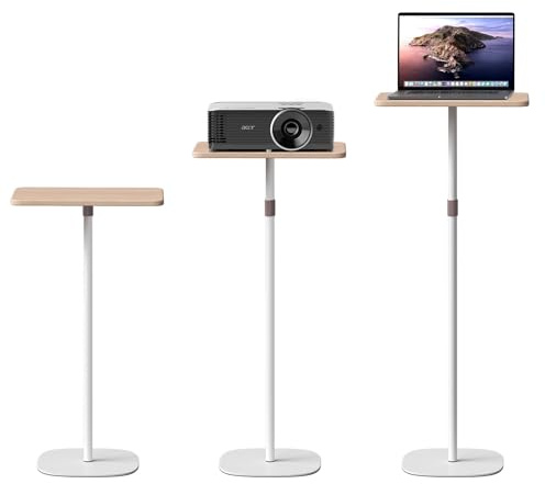 tonchean stående skrivbord laptopbord justerbar höjd 46–120 cm mobilt laptopstativ skrivbord justerbart sidobord för säng soffa, rörligt piedium-stativ för kontor och skola, vitt